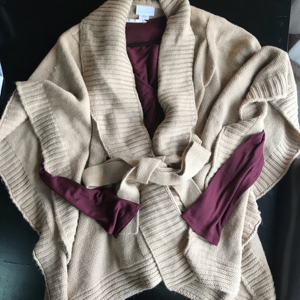 Beautiful Tan Tie Waist Sweater